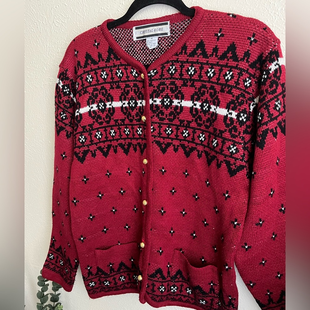 Red Patterned Sweater - image 3